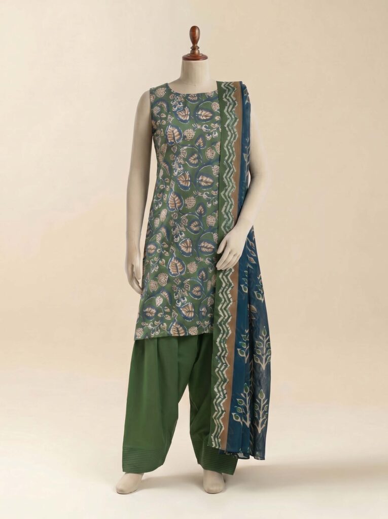 3 Piece Printed Lawn Suit - Aqua Serenity
