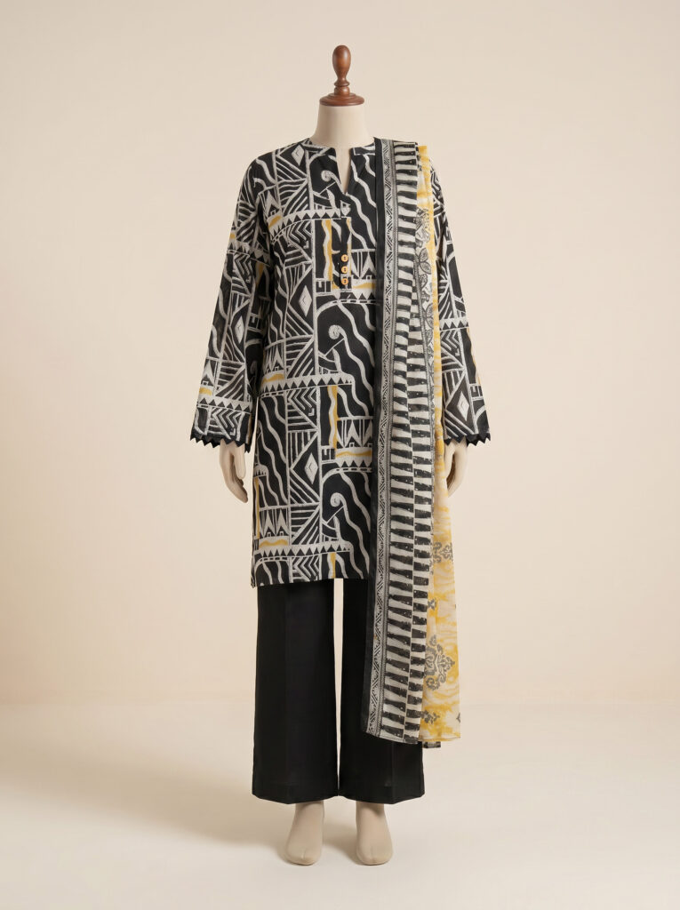 3 Piece Printed Lawn Suit - Raven Bloom